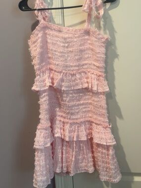 Girls Pink Ruffle Tiered Sundress